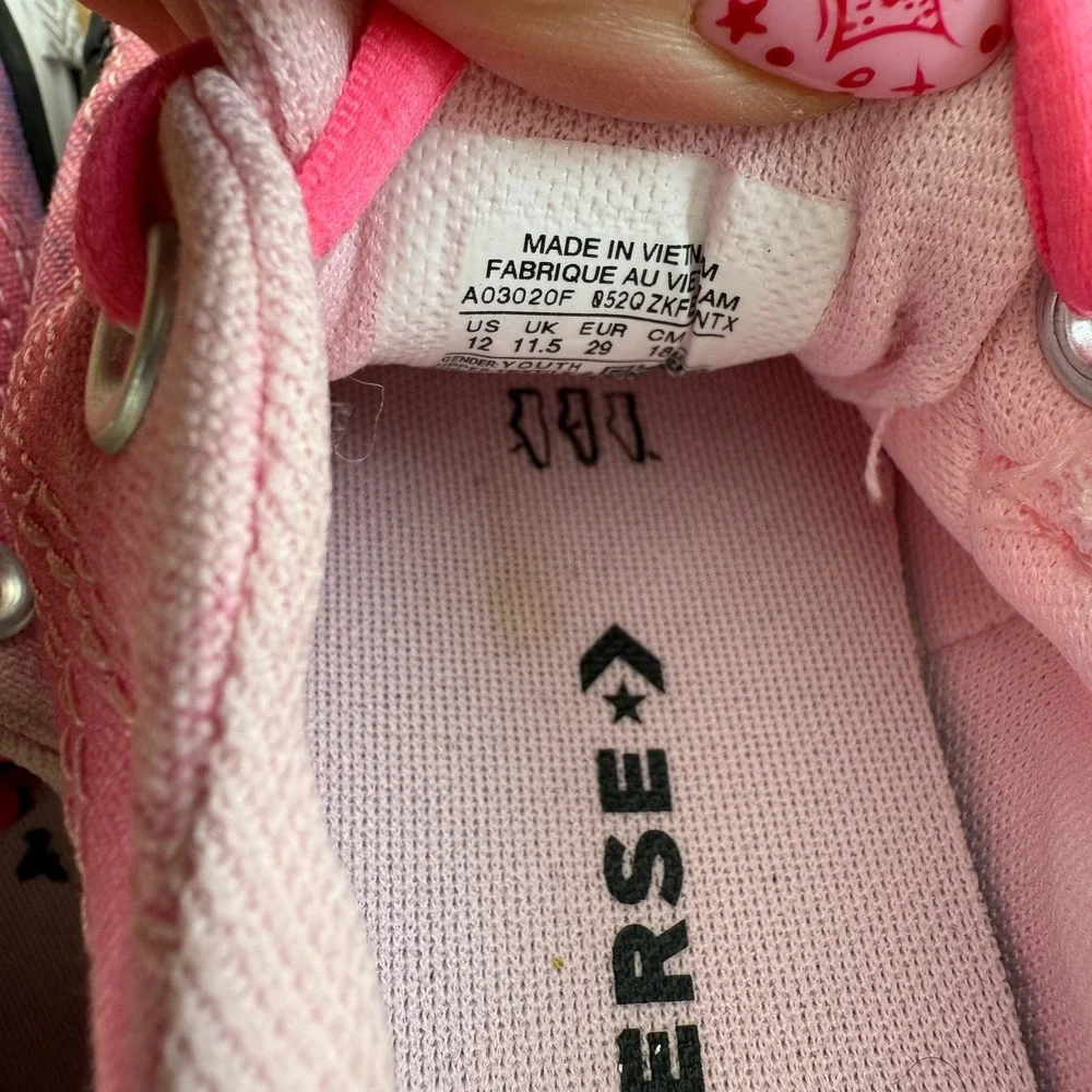 Converse All-Star Skate Sneakers‎ Girls Pink Canvas Lace-Up Low Top Classic - 12